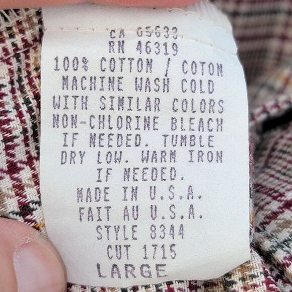 Vintage Willowbend Womens L Plaid Beige Barn Red Mustard Button Up Flannel Shirt - Picture 9 of 12